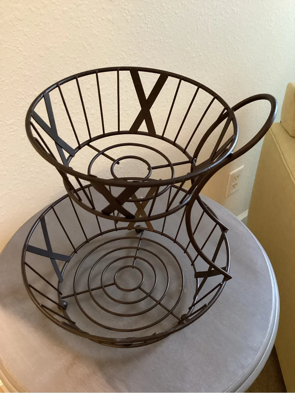 2-Tier Metal| Round  Fruit Storage Bowl | Oil Rubbed Bronze - NWOT
